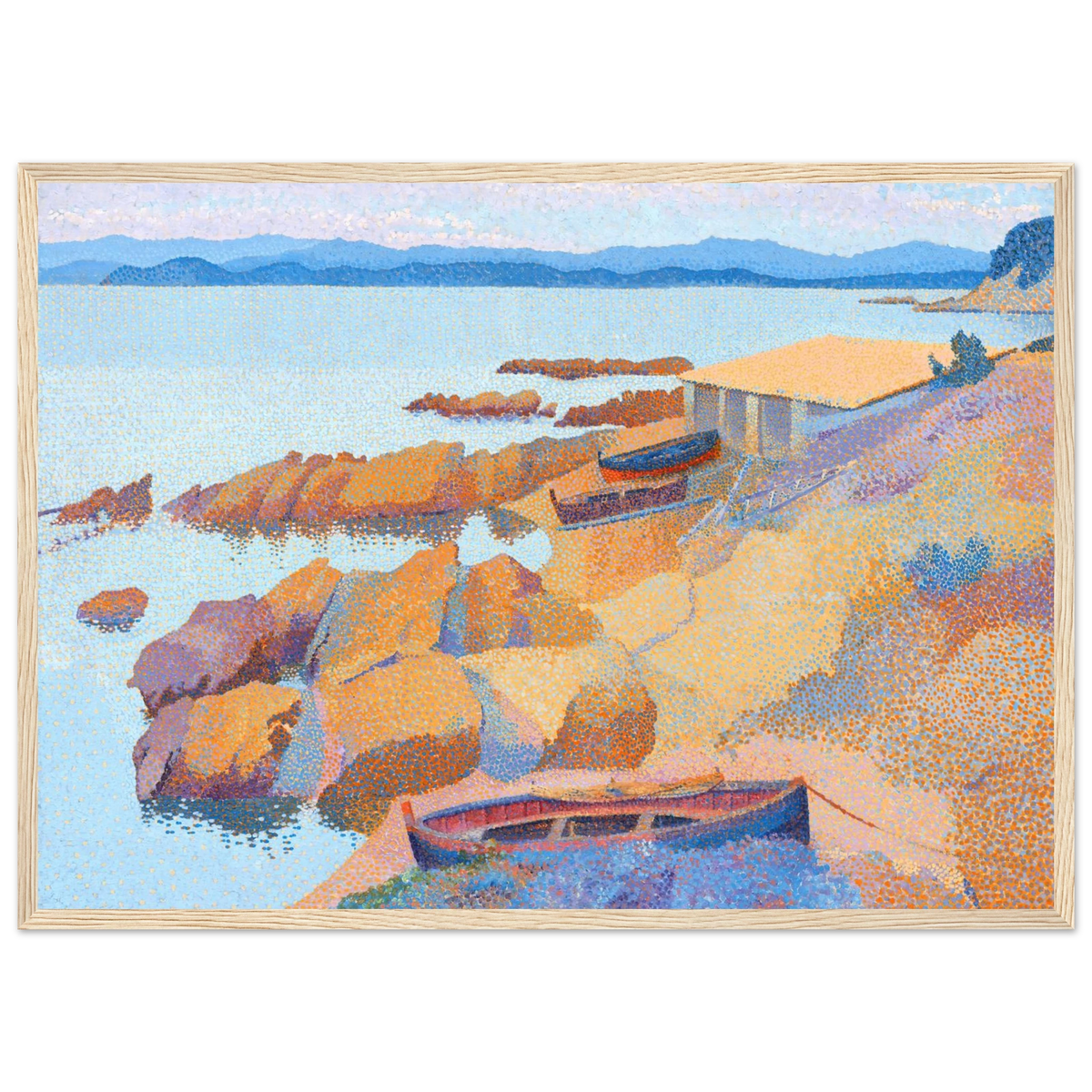 Tableau Calanque des Antibois — Henri-Edmond Cross, tirage cadre bois | INKONAL