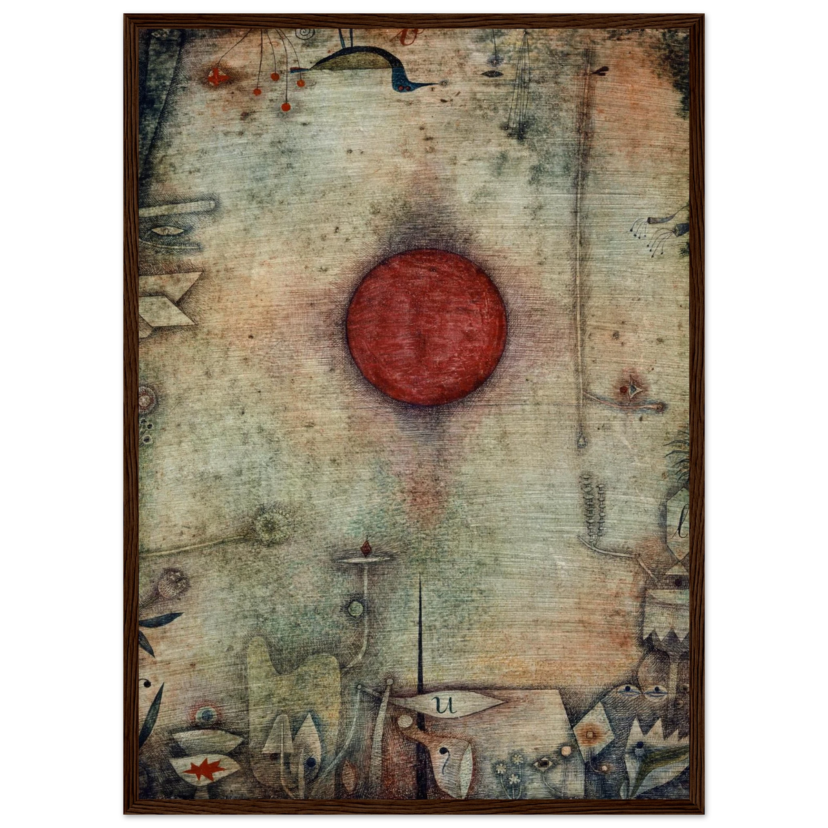 Tableau Ad marginem — Paul Klee, tirage encadré cadre bois foncé | INKONAL