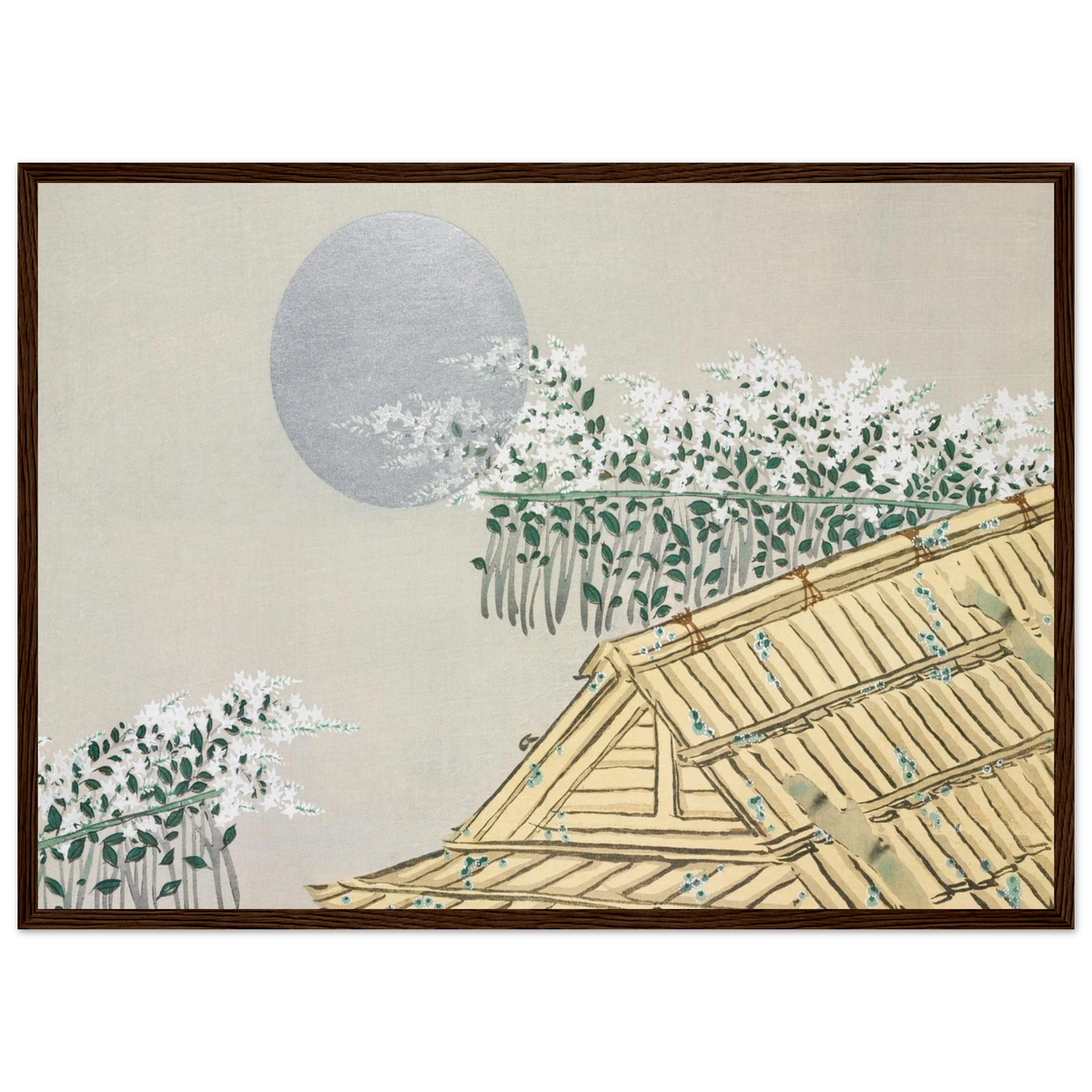 Tableau Fleurs d'automne — Kamisaka Sekka, tirage encadré cadre bois foncé | INKONAL