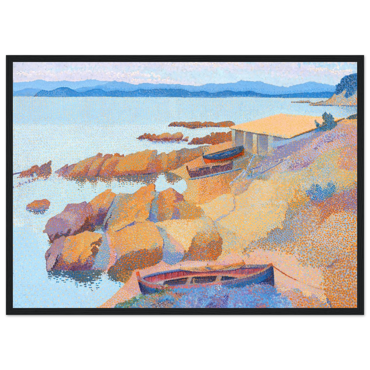 Tableau Calanque des Antibois — Henri-Edmond Cross, tirage cadre noir | INKONAL