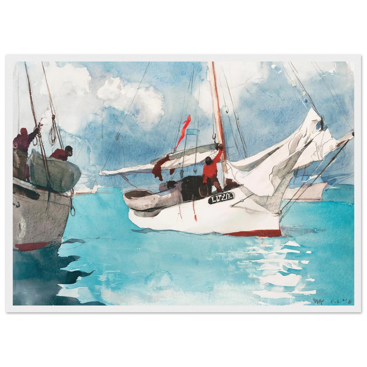 Tableau Bateaux de pêche, Key West — Winslow Homer, tirage cadre blanc | INKONAL