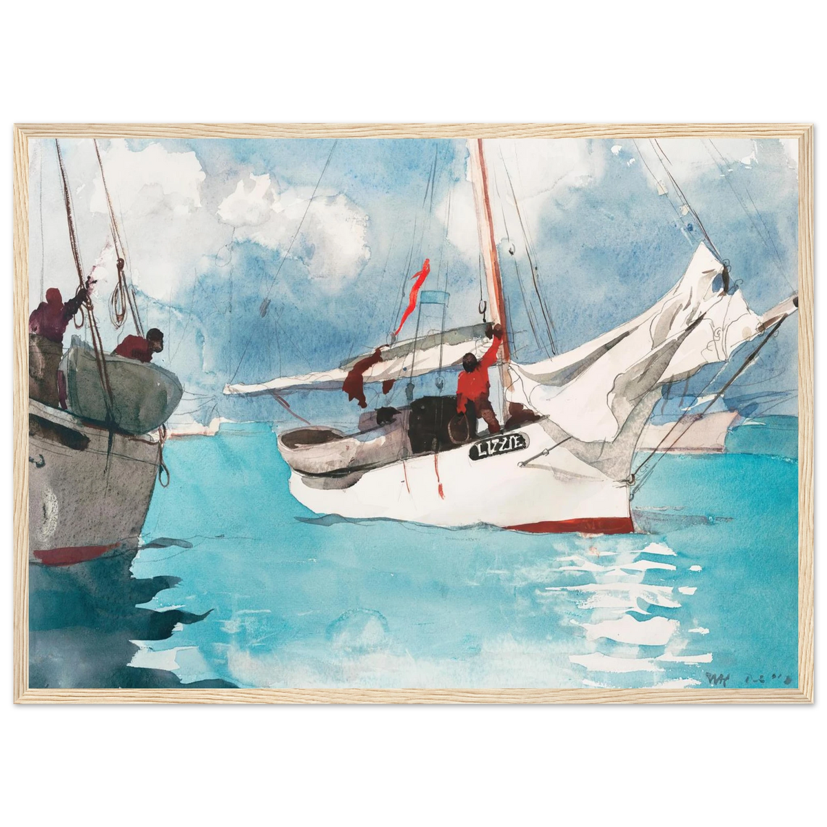 Tableau Bateaux de pêche, Key West — Winslow Homer, tirage cadre bois | INKONAL