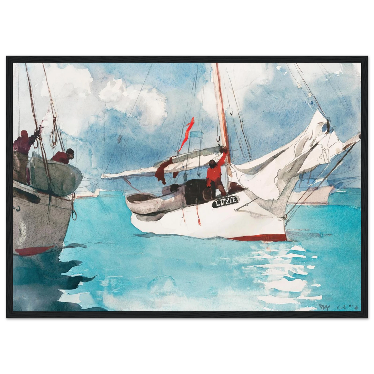 Tableau Bateaux de pêche, Key West — Winslow Homer, tirage cadre noir | INKONAL