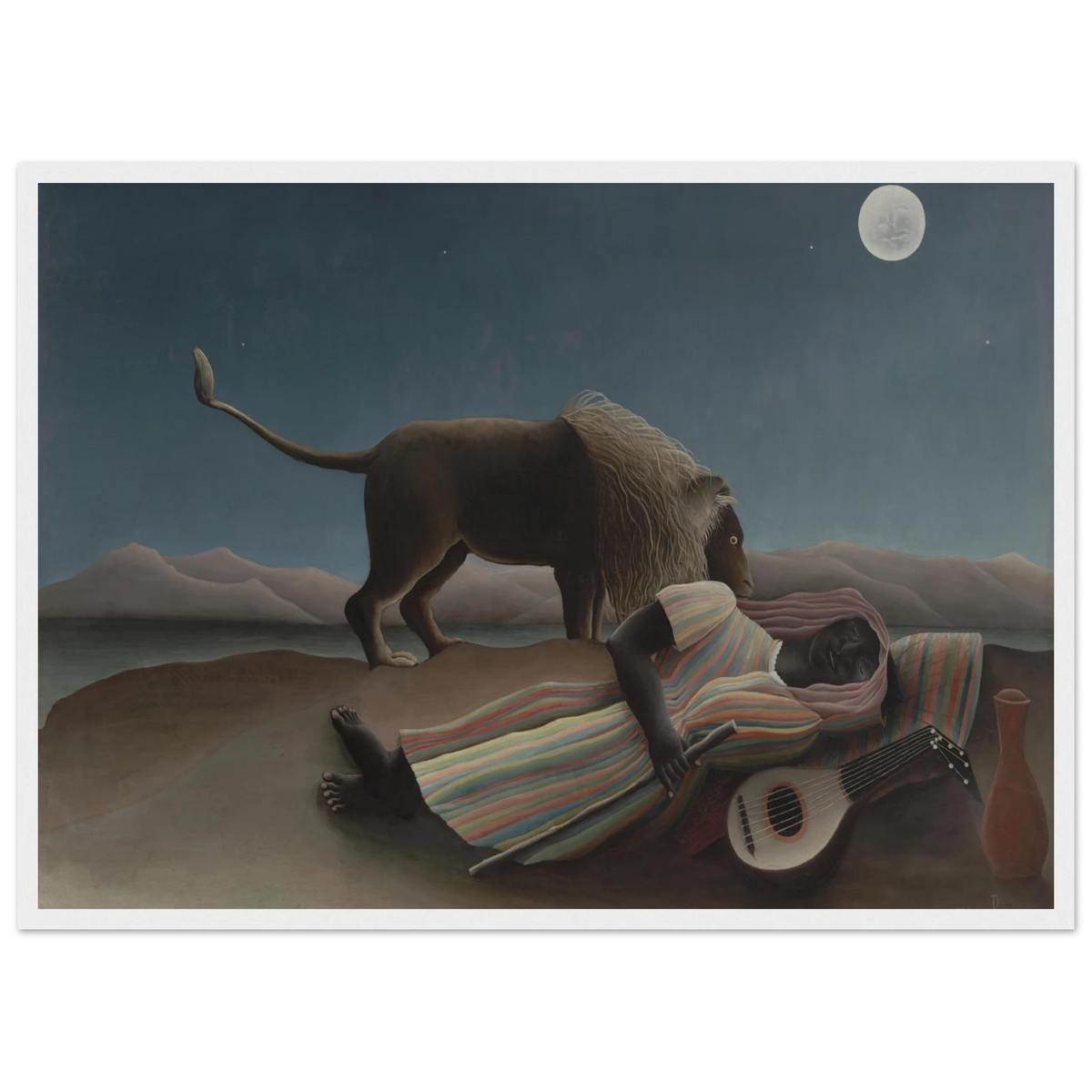 Tableau La Bohémienne endormie — Henri Rousseau, tirage encadré cadre blanc | INKONAL