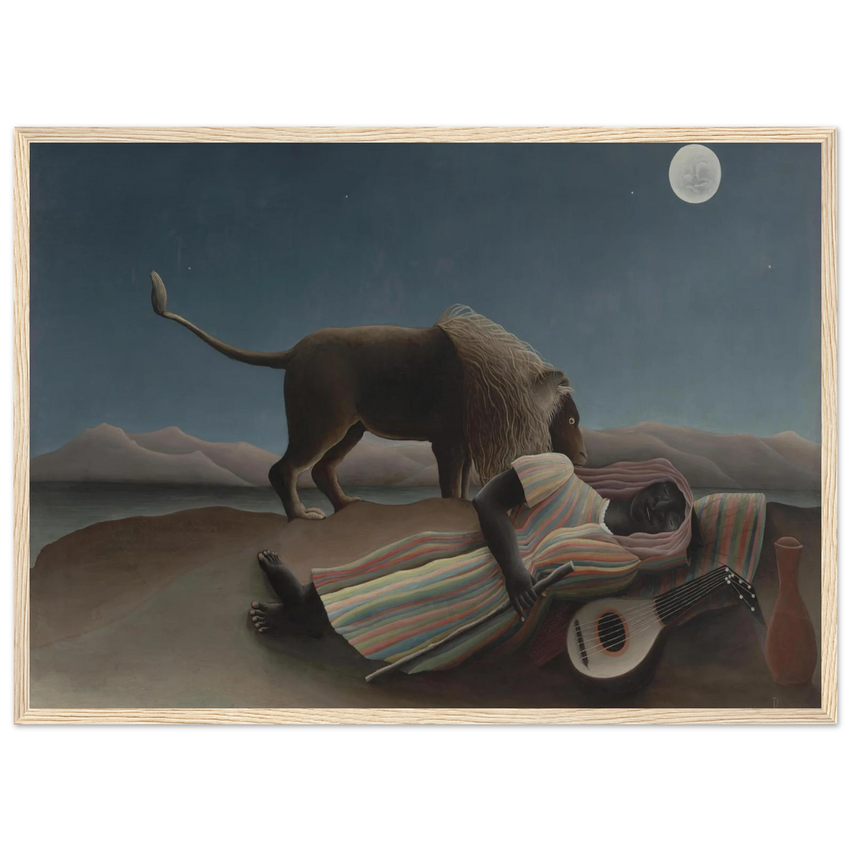 Tableau La Bohémienne endormie — Henri Rousseau, tirage encadré cadre bois | INKONAL