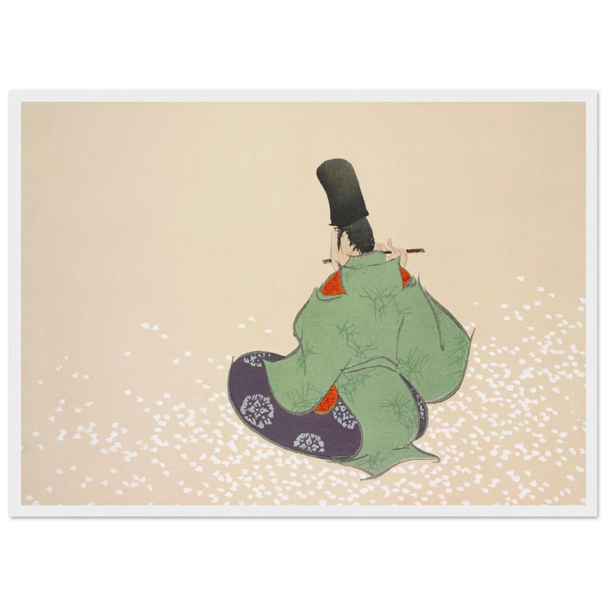 Estampe japonaise Boshun, Fin de printemps — Kamisaka Sekka, tirage encadré cadre blanc | INKONAL