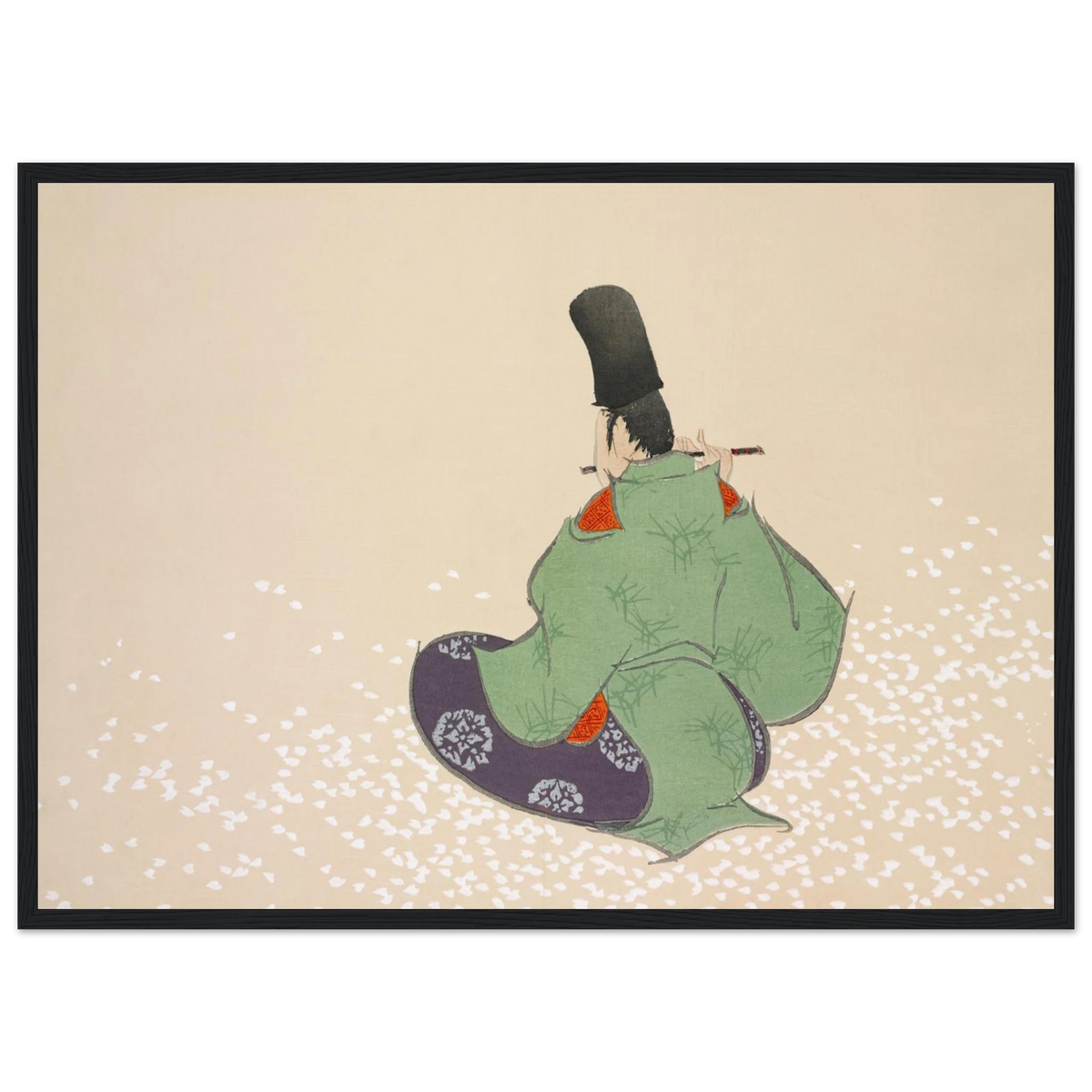 Estampe japonaise Boshun, Fin de printemps — Kamisaka Sekka, tirage encadré cadre noir | INKONAL