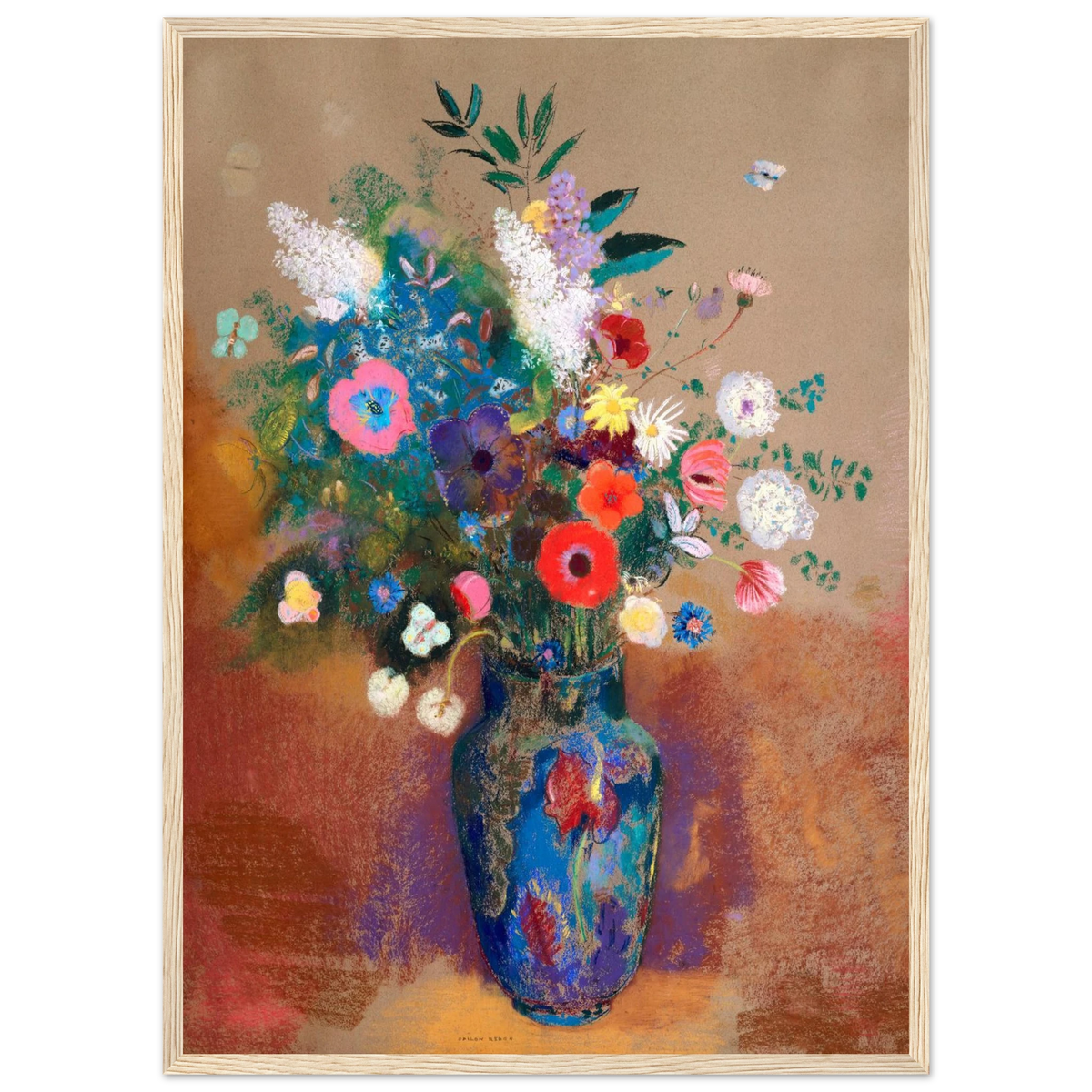 Tableau Bouquet de fleurs — Odilon Redon, tirage encadré cadre bois | INKONAL