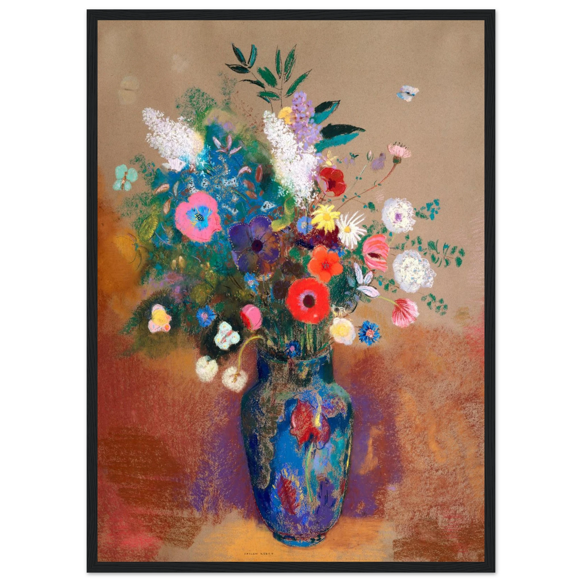 Tableau Bouquet de fleurs — Odilon Redon, tirage encadré cadre noir | INKONAL