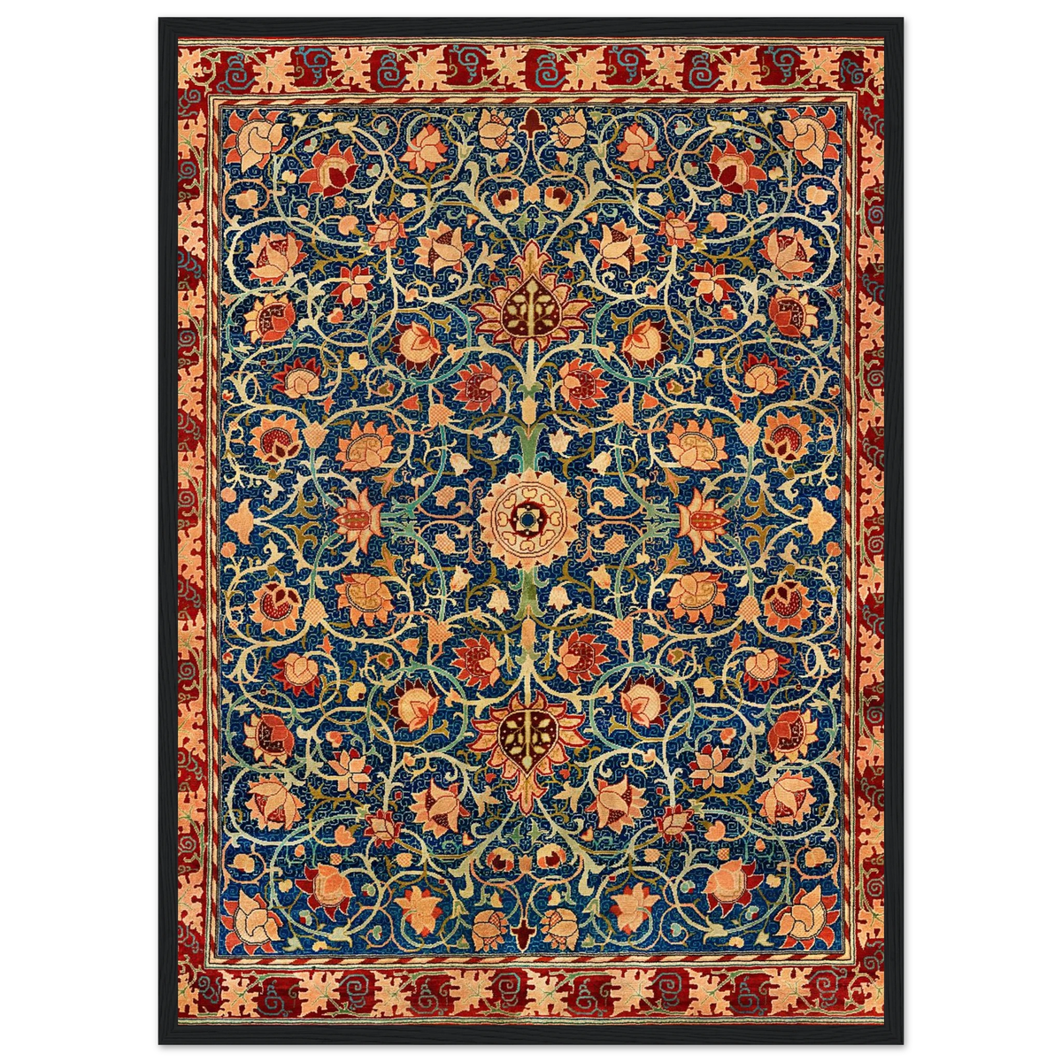 Motif Bullerswood — William Morris, tirage encadré cadre noir | INKONAL