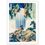 Poster Yōrō no Taki, La Cascade de Yōrō encadré cadre blanc, estampe japonaise Hokusai INKONAL