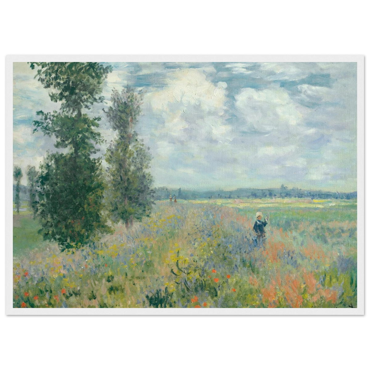 Tableau Champ de coquelicots, environs d'Argenteuil — Claude Monet, tirage cadre blanc | INKONAL