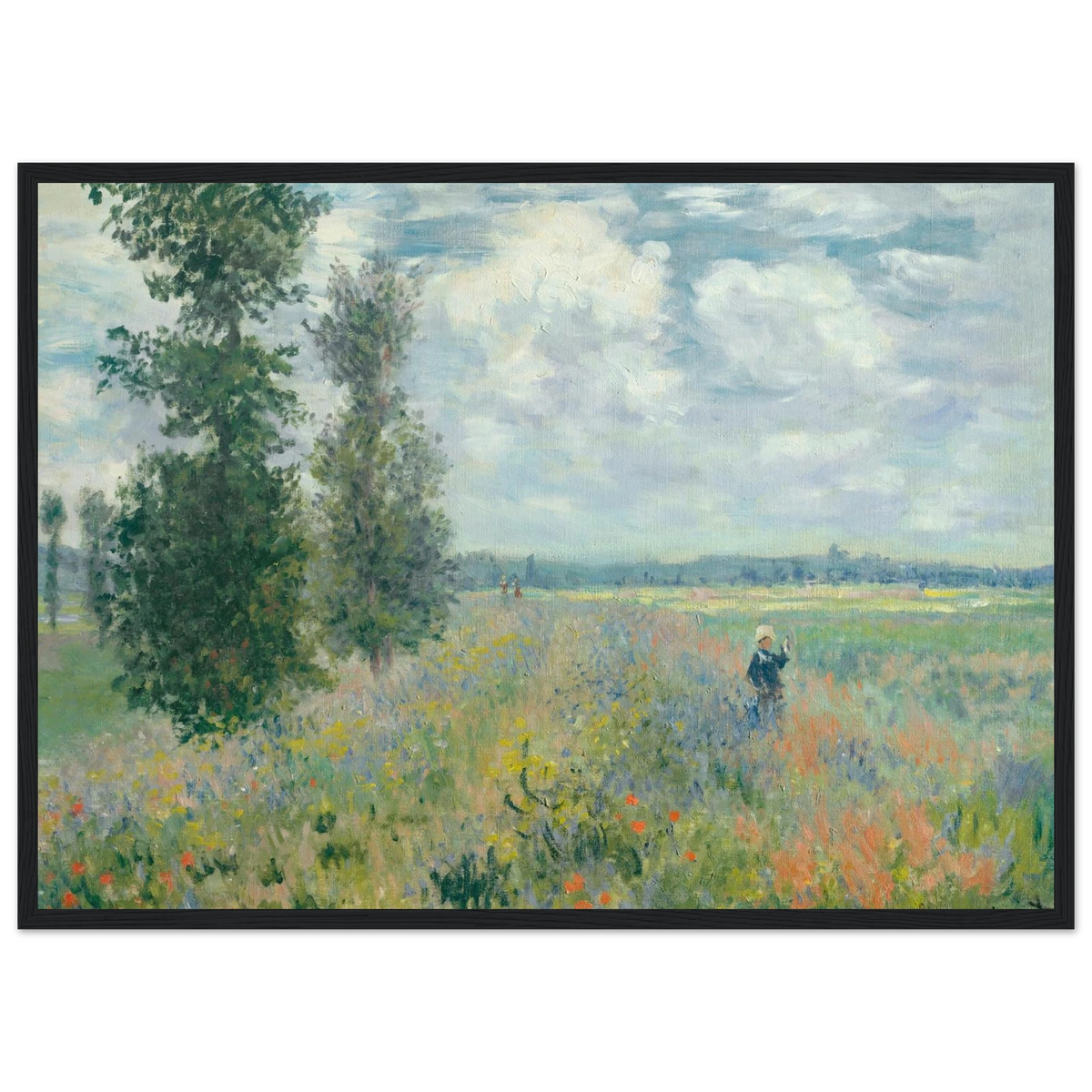 Tableau Champ de coquelicots, environs d'Argenteuil — Claude Monet, tirage cadre noir | INKONAL
