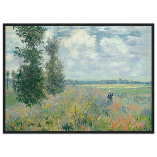 Tableau Champ de coquelicots, environs d'Argenteuil — Claude Monet, tirage cadre noir | INKONAL
