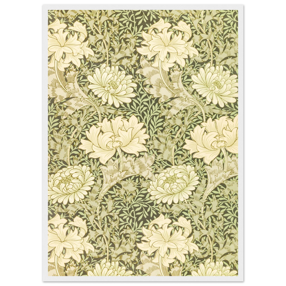 Motif Chrysanthème — William Morris, tirage encadré cadre blanc | INKONAL
