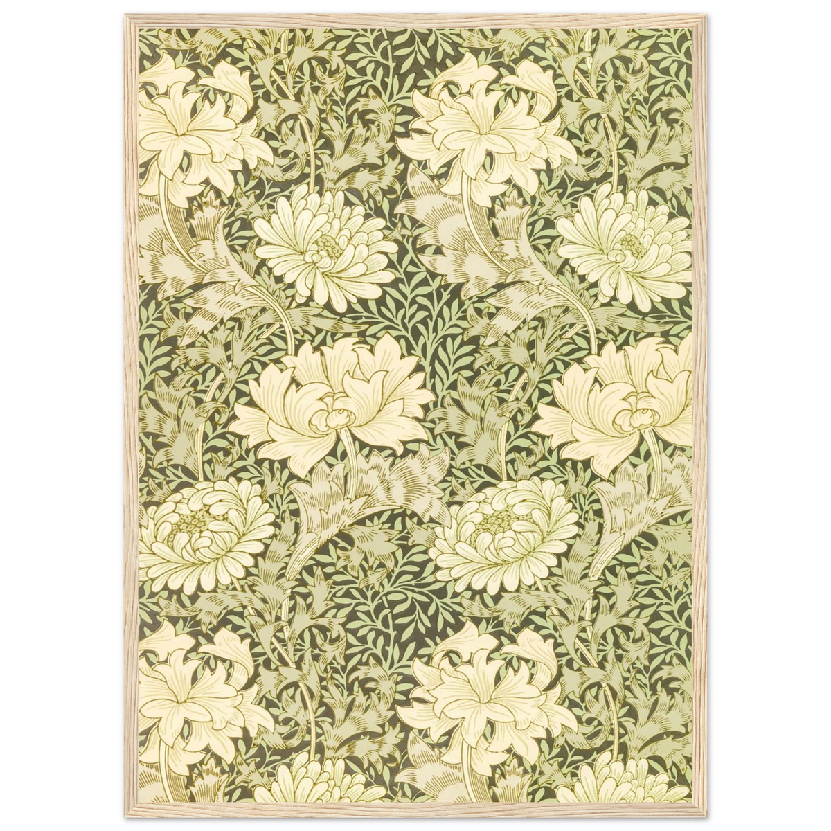 Motif Chrysanthème — William Morris, tirage encadré cadre bois | INKONAL