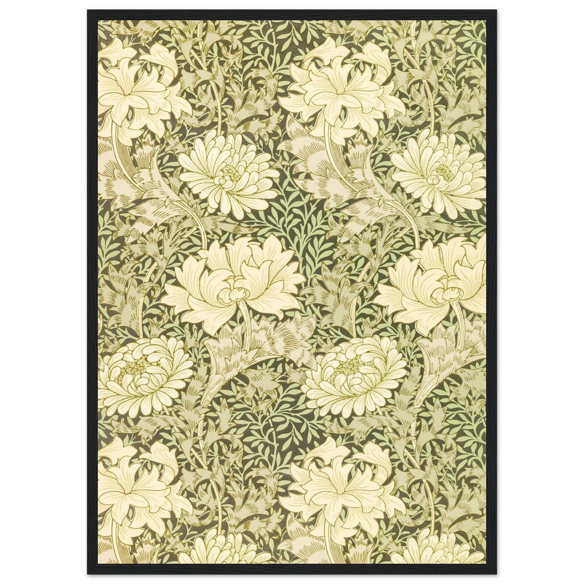 Motif Chrysanthème — William Morris, tirage encadré cadre noir | INKONAL