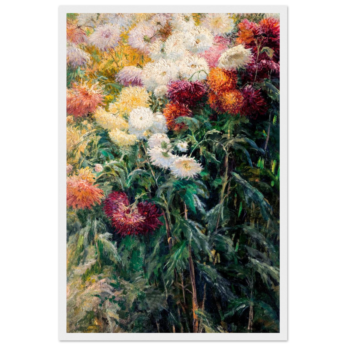 Tableau Chrysanthèmes — Gustave Caillebotte, tirage cadre blanc | INKONAL