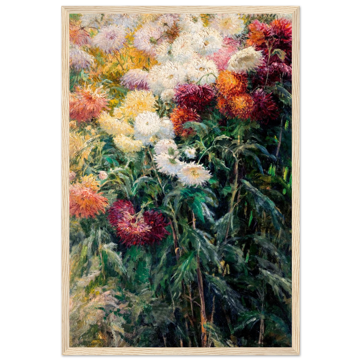 Tableau Chrysanthèmes — Gustave Caillebotte, tirage cadre bois | INKONAL