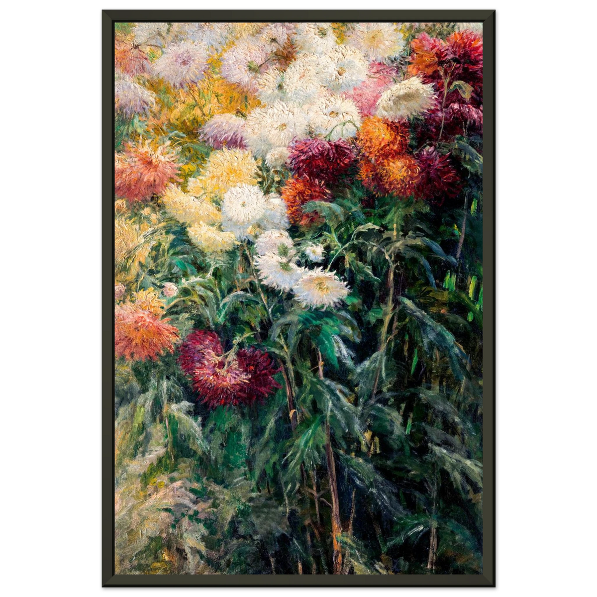 Tableau Chrysanthèmes — Gustave Caillebotte, tirage cadre noir | INKONAL