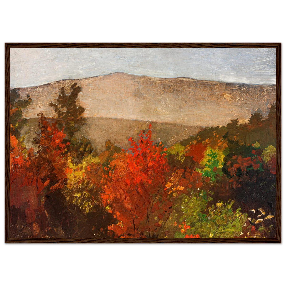 Tableau Cimes d'arbres en automne — Winslow Homer, tirage cadre bois foncé | INKONAL