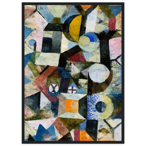 Tableau Composition au croissant jaune et au Y — Paul Klee, tirage encadré cadre noir | INKONAL