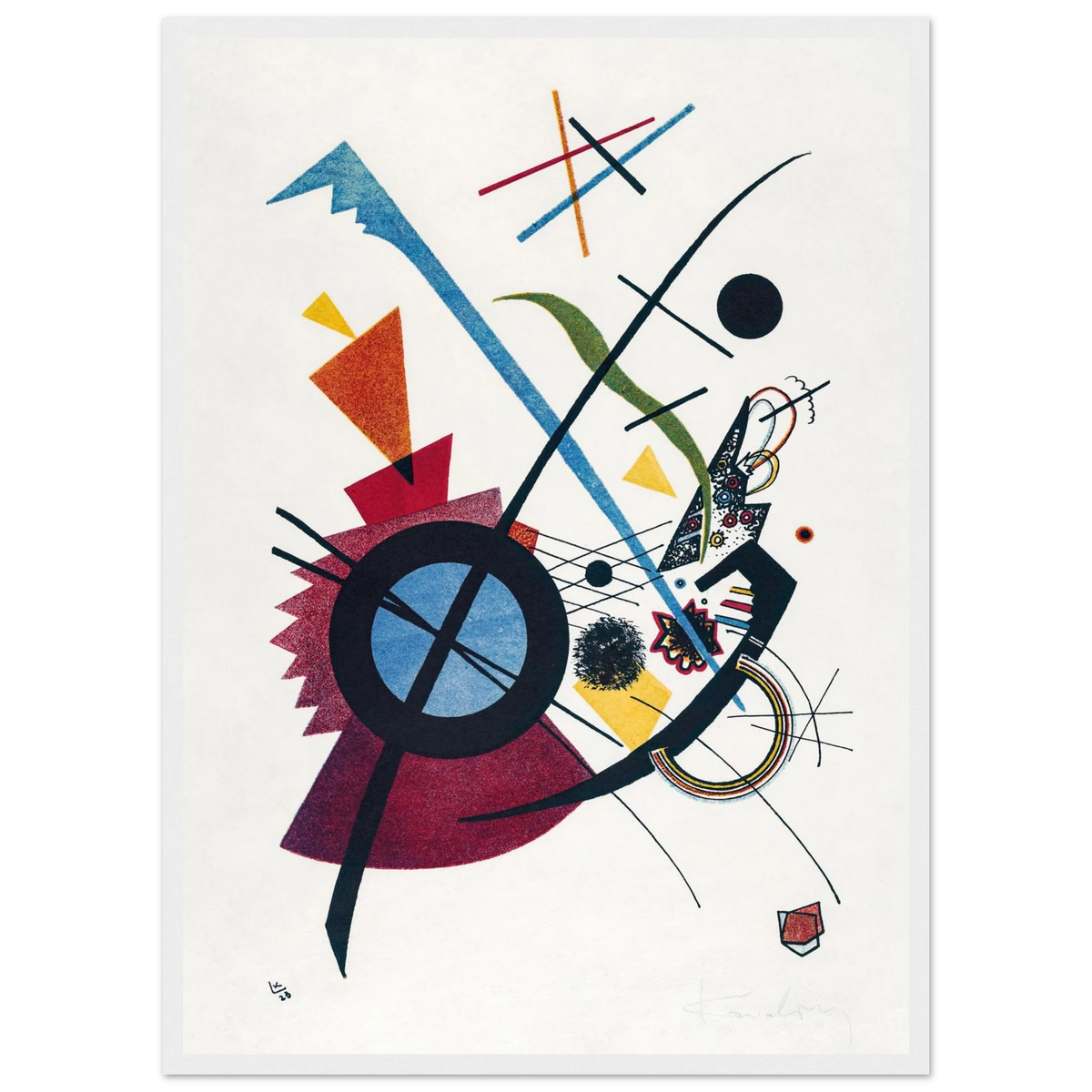 Composition au cercle noir — Wassily Kandinsky, tirage encadré cadre blanc | INKONAL