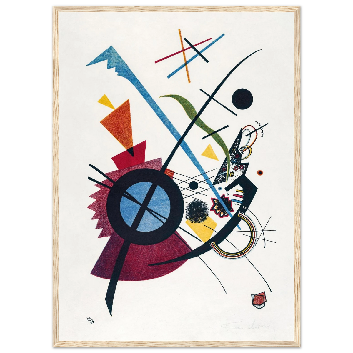 Composition au cercle noir — Wassily Kandinsky, tirage encadré cadre bois | INKONAL