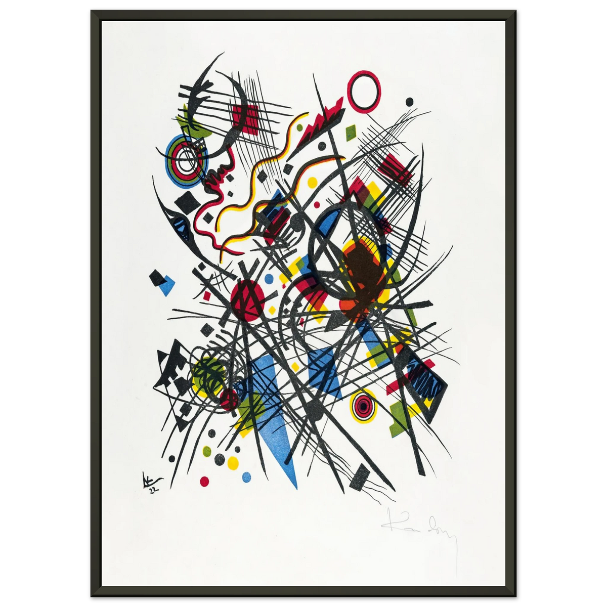 Composition circulaire — Wassily Kandinsky, tirage encadré cadre noir | INKONAL