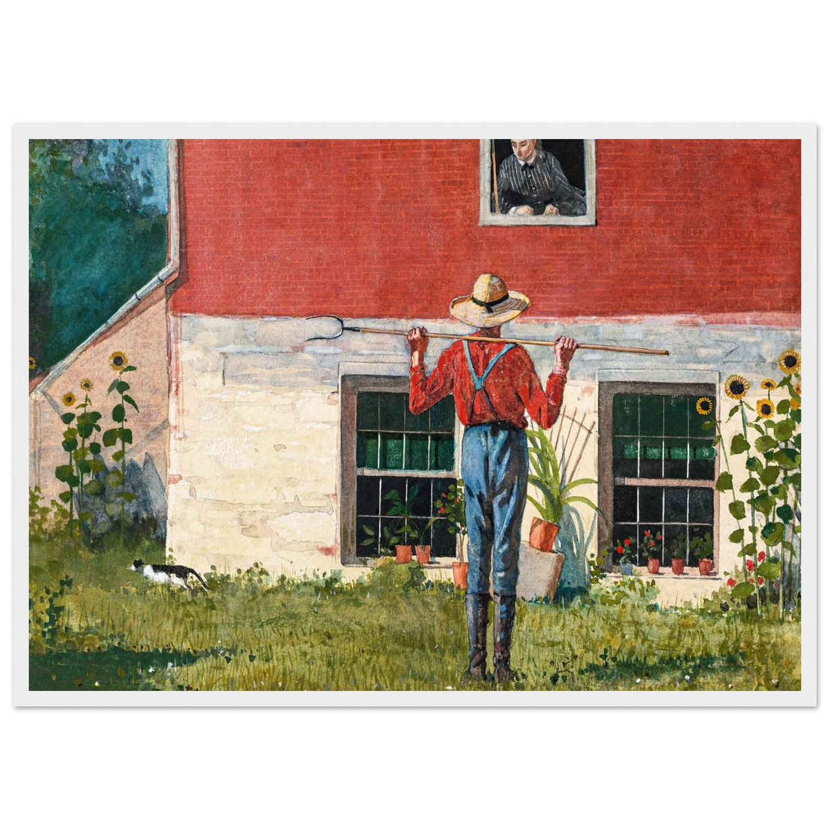 Tableau Dans le jardin — Winslow Homer, tirage cadre blanc | INKONAL