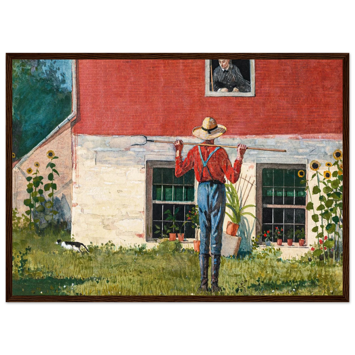Tableau Dans le jardin — Winslow Homer, tirage cadre bois foncé | INKONAL