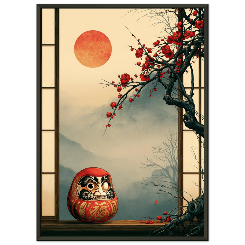 Poster Daruma — figurine daruma rouge à un seul œil peint, affiche d'art japonais INKONAL