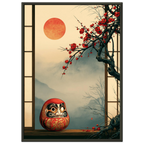Poster Daruma — figurine daruma rouge à un seul œil peint, affiche d'art japonais INKONAL