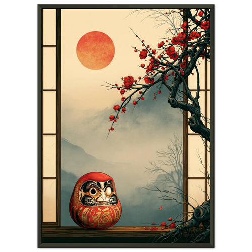 Poster Daruma — figurine daruma rouge à un seul œil peint, affiche d'art japonais INKONAL