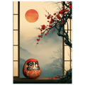 Poster Daruma — figurine daruma rouge à un seul œil peint, affiche d'art japonais INKONAL