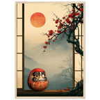 Poster Daruma — figurine daruma rouge à un seul œil peint, affiche d'art japonais INKONAL