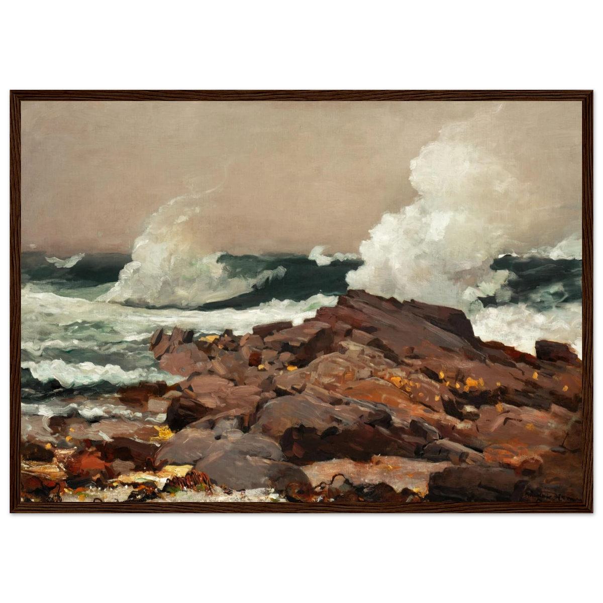 Tableau Eastern Point — Winslow Homer, tirage cadre bois foncé | INKONAL