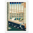 Estampe japonaise Asakusa Tanbo, le chat des rizières d'Asakusa — Hiroshige, tirage cadre blanc | INKONAL