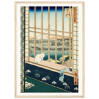 Estampe japonaise Asakusa Tanbo, le chat des rizières d'Asakusa — Hiroshige, tirage cadre bois | INKONAL