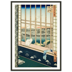 Estampe japonaise Asakusa Tanbo, le chat des rizières d'Asakusa — Hiroshige, tirage cadre noir | INKONAL