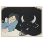Estampe japonaise Bokudō, Le Bouvier — Kamisaka Sekka, tirage encadré cadre bois | INKONAL