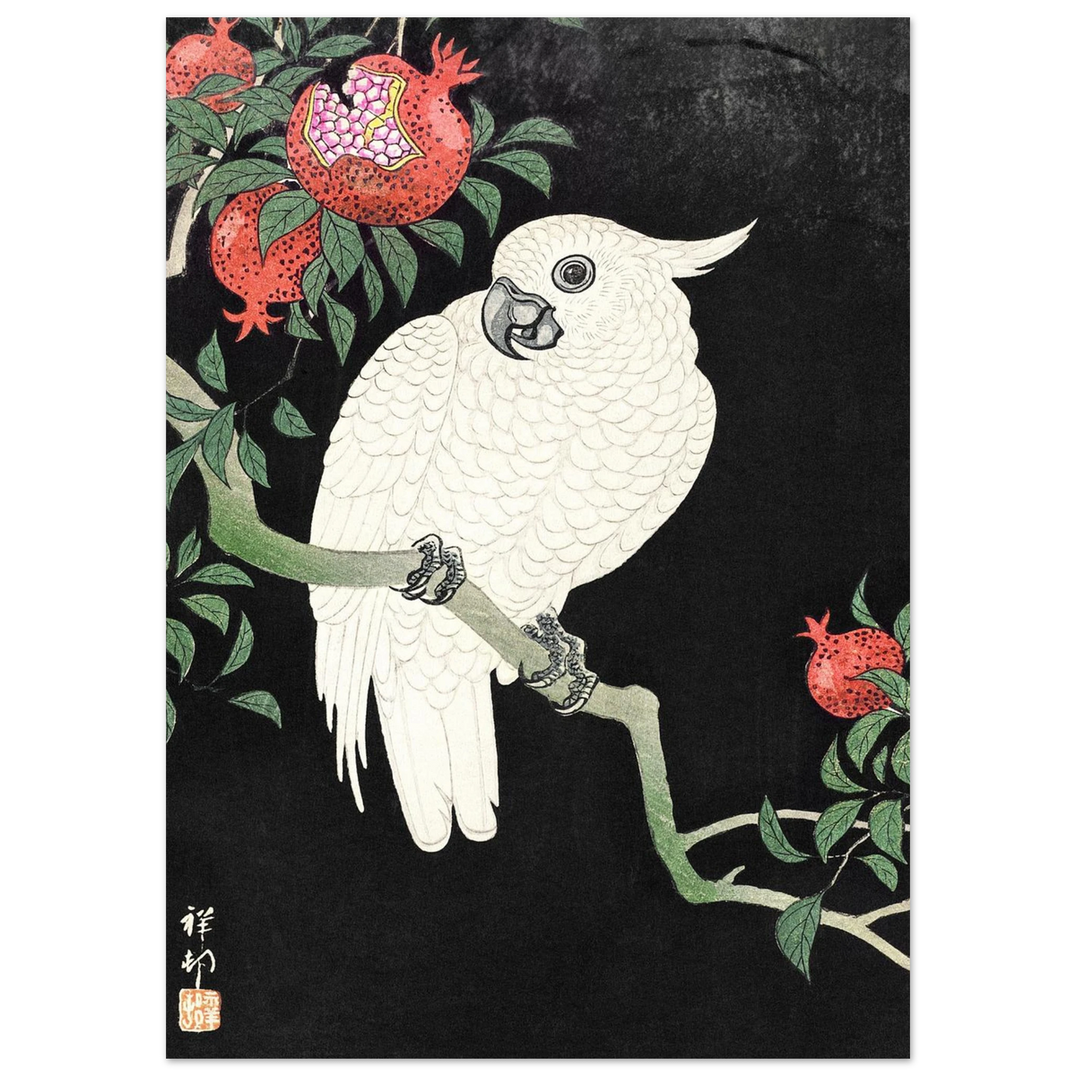 Estampe japonaise Cacatoès et grenade — Ohara Koson, tirage sans cadre | INKONAL