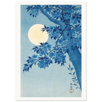 Estampe japonaise Cerisier bleu sous la lune — Ohara Koson, tirage sans cadre | INKONAL