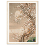 Estampe japonaise Cerisier en fleurs par une nuit de lune — Ohara Koson, tirage encadré cadre bois | INKONAL