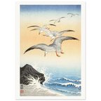 Estampe japonaise Cinq mouettes au-dessus des vagues — Ohara Koson, tirage sans cadre | INKONAL
