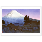 Estampe japonaise Le crépuscule sur le village encadrée cadre blanc — reproduction fine art INKONAL