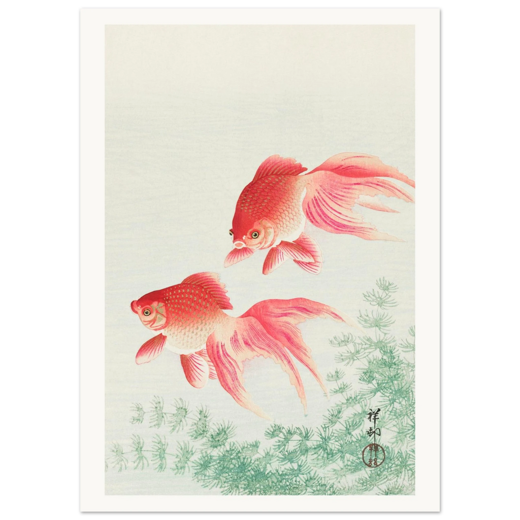 Estampe japonaise Deux poissons rouges — Ohara Koson, tirage sans cadre | INKONAL
