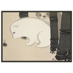 Estampe japonaise Enokoro, Chiots — Kamisaka Sekka, tirage encadré cadre noir | INKONAL