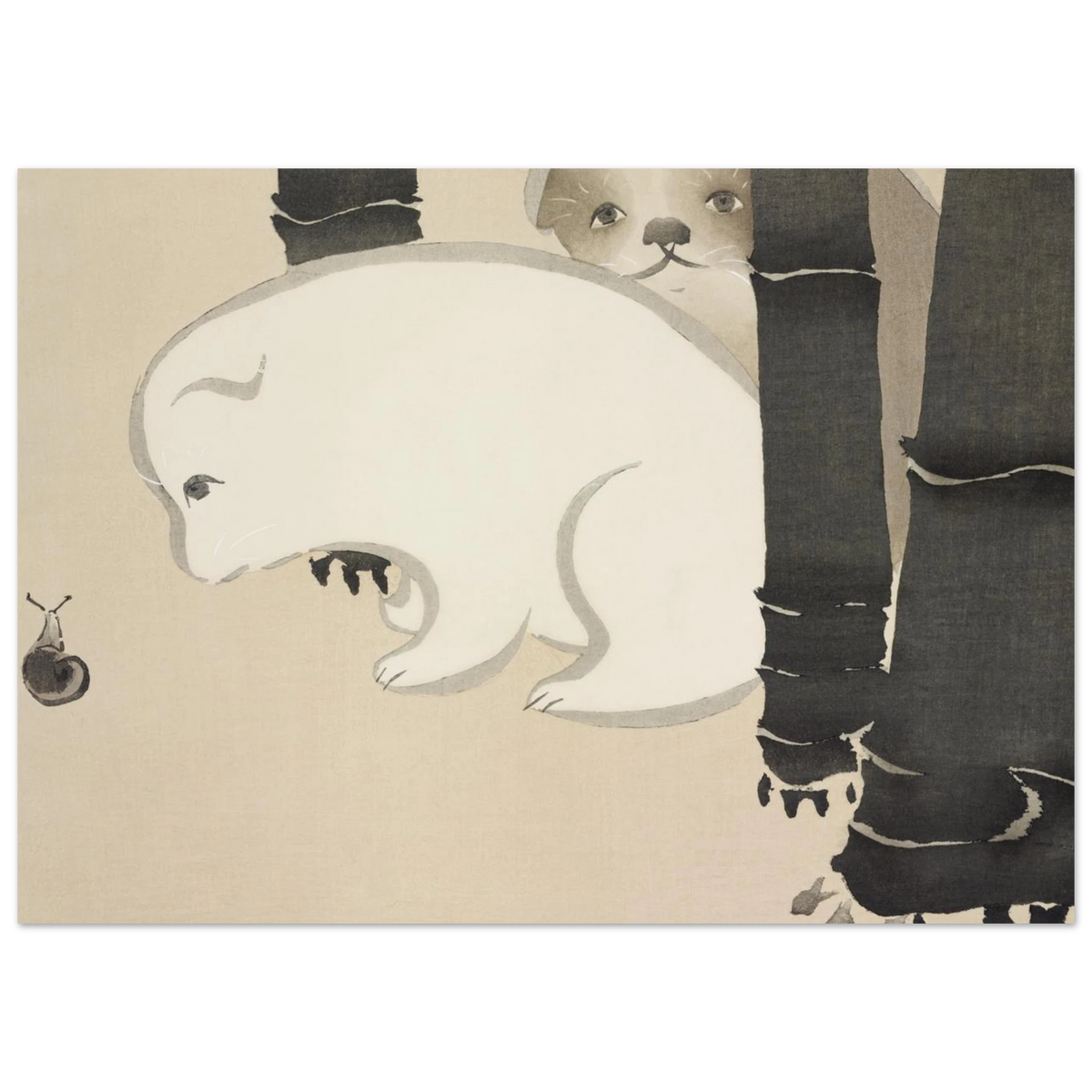 Estampe japonaise Enokoro, Chiots — Kamisaka Sekka, tirage sans cadre | INKONAL