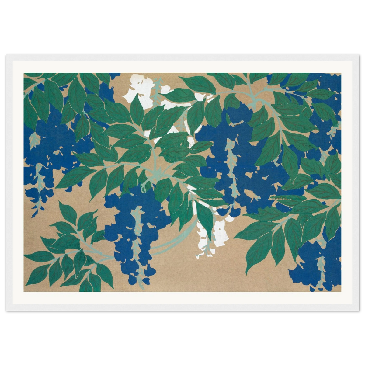 Estampe japonaise FUJI, Glycine — Kamisaka Sekka, tirage encadré cadre blanc | INKONAL